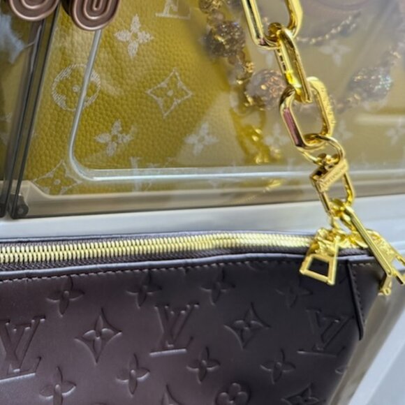 STUNNING Chocolate Brown Monogram Bucket Hobo Bag with Pouch and 2 Straps!!! NEW - Picture 2 of 6